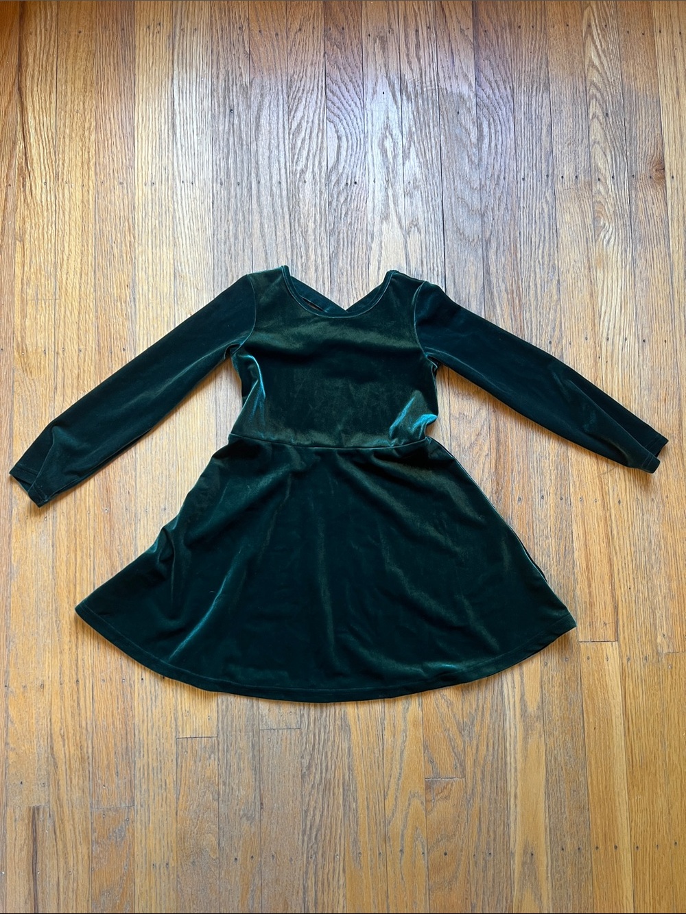 The Children's Place Emerald Green Velvet Long-Sleeve Dress